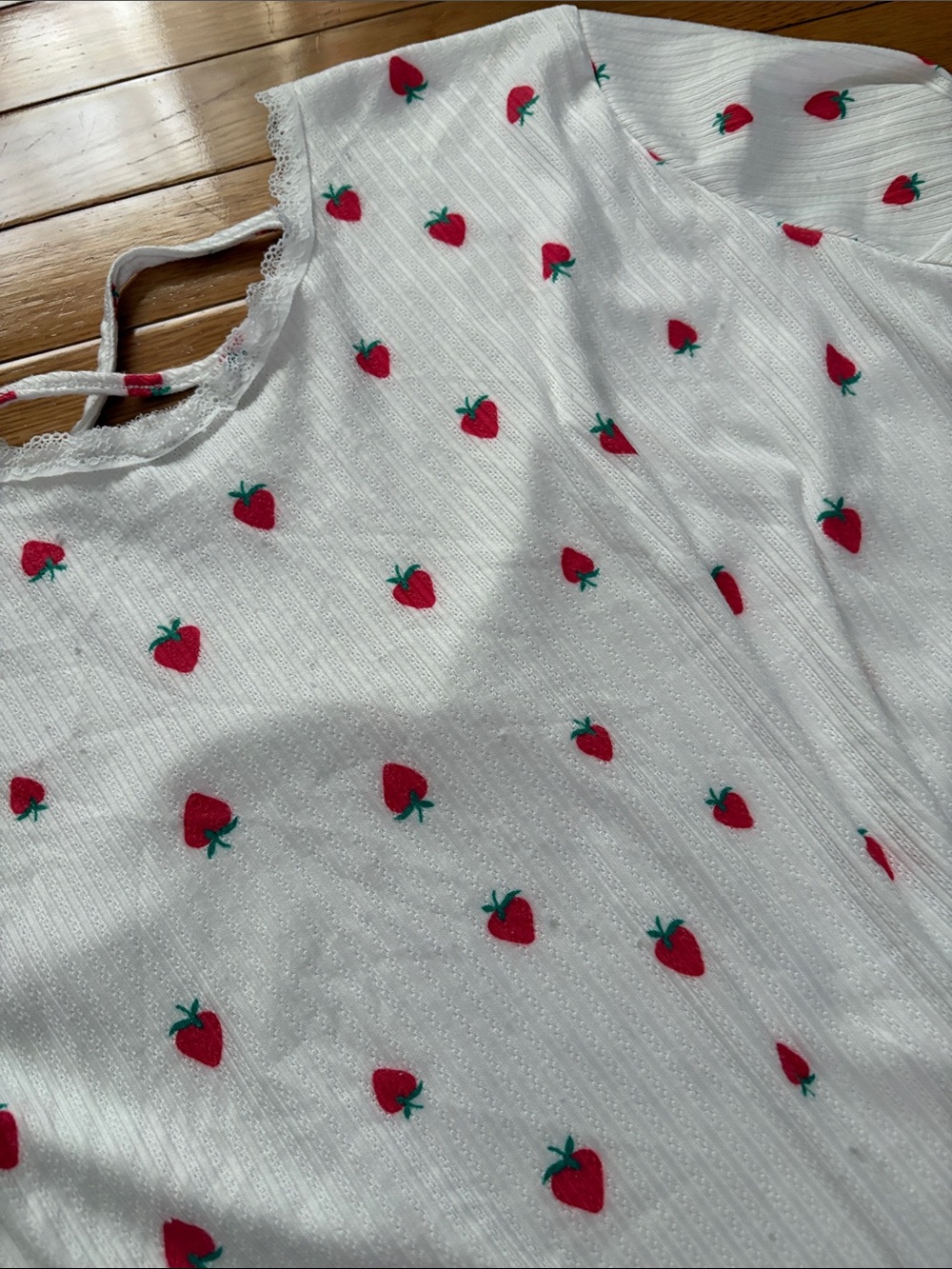 White Long-Sleeve strawberry  Print Pajama Set - Women's - Picture 2 of 9